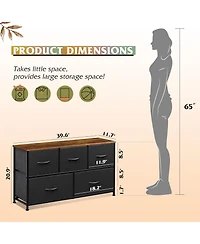 Wlive Dresser for Bedroom with 5 Drawers Wide Chest of Fabric Storage Organizer Unit Bins Closet Living Room Hallway