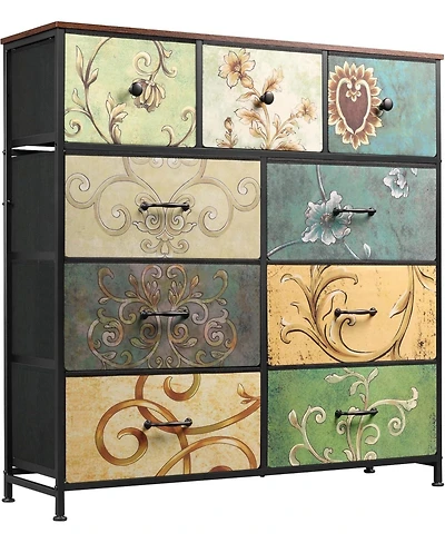 Wlive 9 Drawer Dressers for Bedroom Tall Dresser Closet Living Room Hallway Furniture Organizer Storage Tower with Fabric
