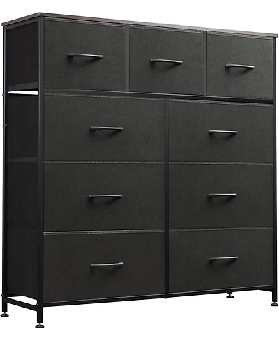 Wlive 9 Drawer Dressers for Bedroom Tall Dresser Closet Living Room Hallway Furniture Organizer Storage Tower with Fabric
