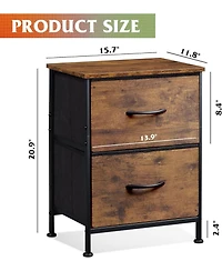 Wlive Nightstand 2 Drawer Dresser for Bedroom Small Dresser with 2 Drawers Bedside Furniture Night Stand End Table with Fabric Bins for Bedroom Closet
