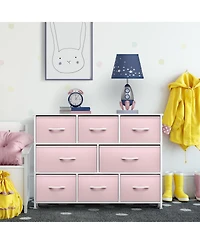 Sorbus 8 Drawers Wide Dresser - Organizer Unit with Steel Frame Wood Top and handle