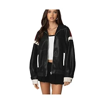 Edikted Womens North Star Faux Leather Jacket