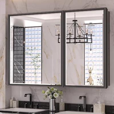 keonjinn 40'' W 30'' H Framed Medicine Cabinet with Mirror and 3 Adjustable Shelves