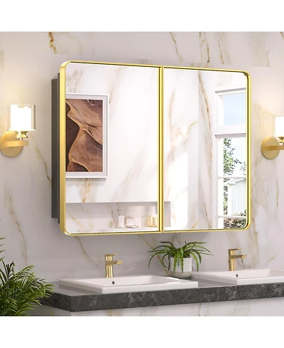 keonjinn Rectangle Recessed Medicine Cabinet with Shelves