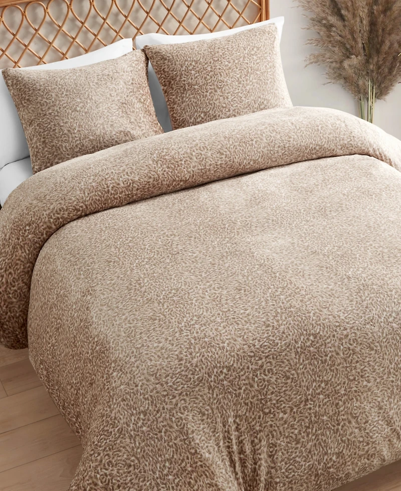 Jessica Simpson Plush Leopard 3-Pc. Duvet Cover Set, Full/Queen