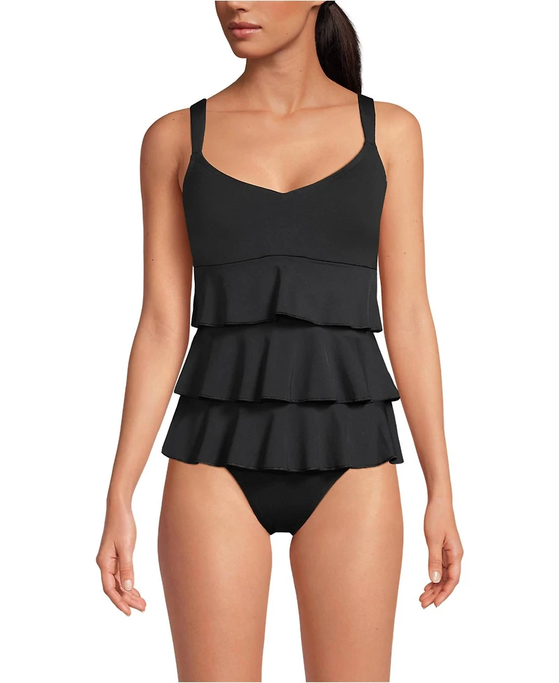 Lands' End Women's Ruffle Fauxkini One Piece Swimsuit