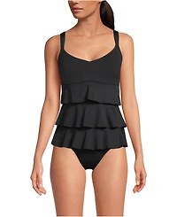 Lands' End Women's Ruffle Fauxkini One Piece Swimsuit