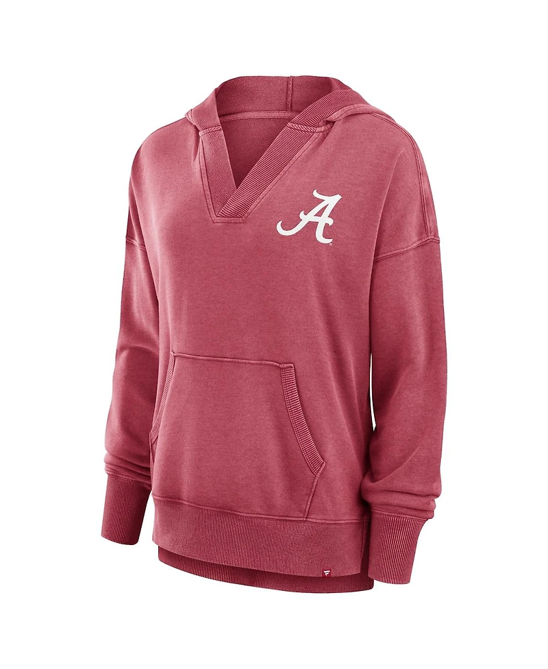 Fanatics Women's Crimson Alabama Crimson Tide Initiative Snow Wash French Terry V-Neck Pullover Hoodie