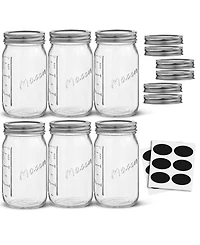 JoyJolt Regular Set of 6 Mason Jars with Airtight Lids