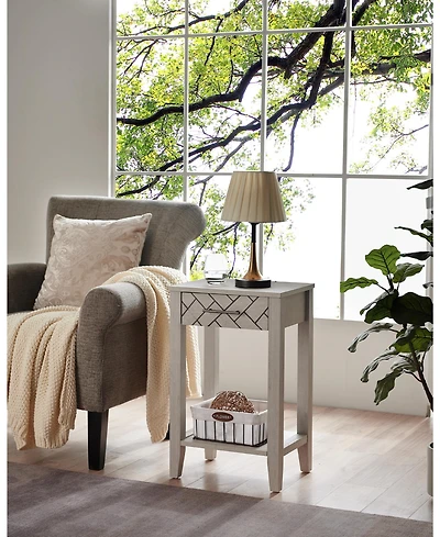 Kings Brand Furniture - Leffler Accent Side End Table with Drawer and Storage Shelf, Nightstand Bedside Table