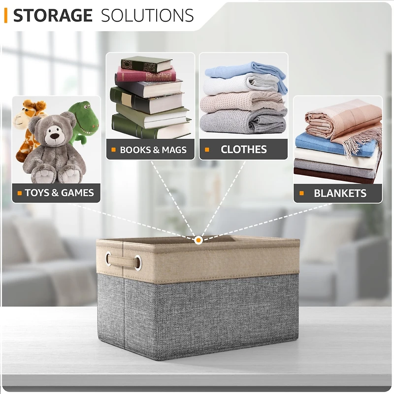 Sorbus 3 Pack Large Sturdy Foldable Fabric Storage Bins with Handles - Lightweight and durable