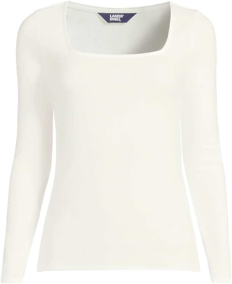 Lands' End Women's Long Sleeve Rib Square Neck Tee