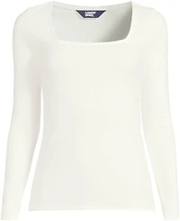 Lands' End Women's Long Sleeve Rib Square Neck Tee