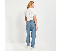 June + Vie Women's Plus Drawstring Denim Jogger