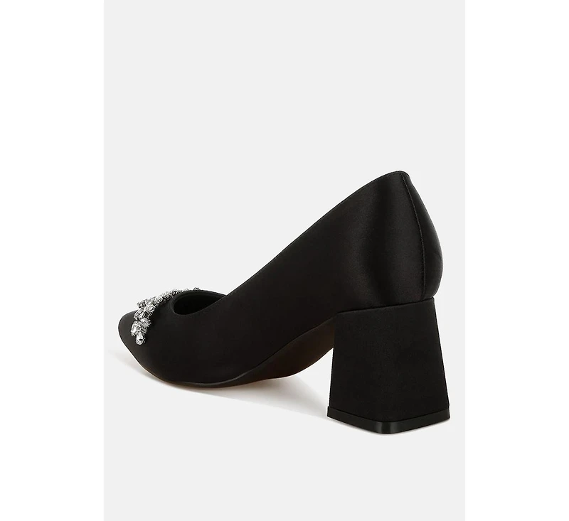 London Rag Abatina Satin Diamante Embellished Pumps