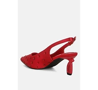 Dasavla Heart-Shaped Rhinestone Studded Slingbacks Women