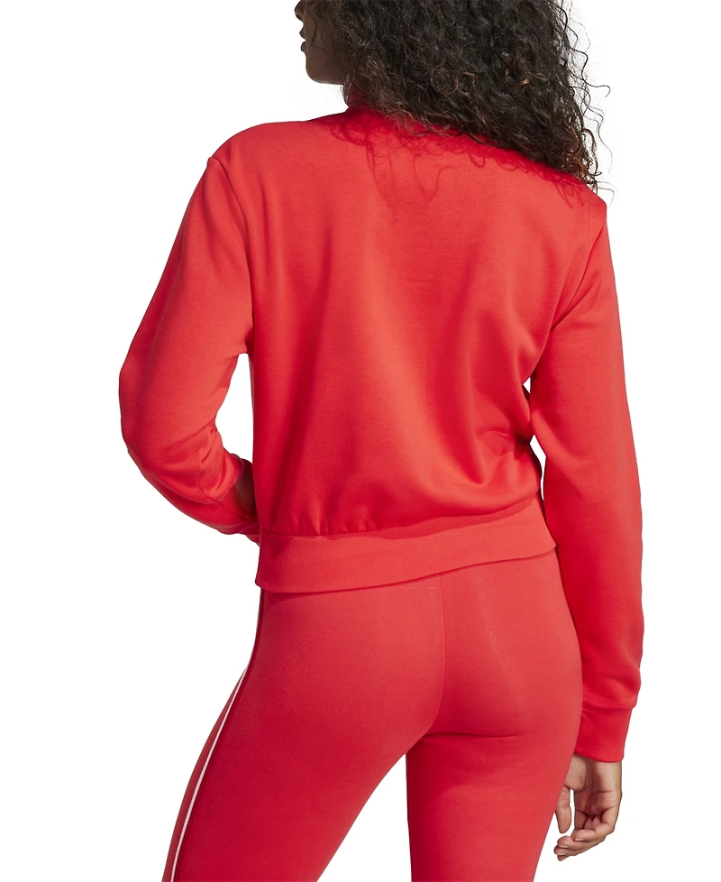 adidas Women's Essentials Color Pop French Terry Cropped Quarter Zip Top