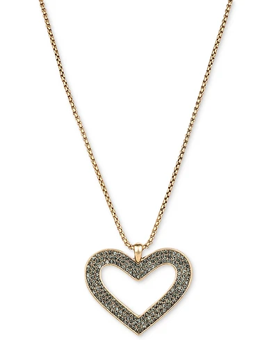 Patricia Nash Gold-Tone Pave & Heart Pendant Necklace, 30" + 3" extender