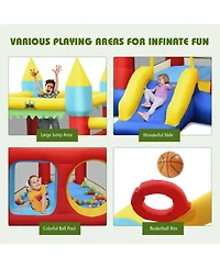 Gymax Inflatable Bounce House Slide Jumping Castle Ball Pit Tunnels Without Blower