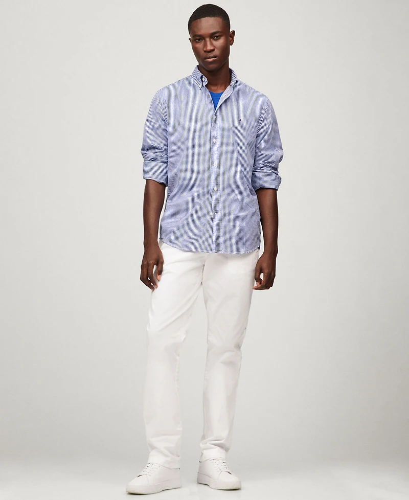 Tommy Hilfiger Men's Regular-Fit Flex Gingham Check Button-Down Poplin Shirt
