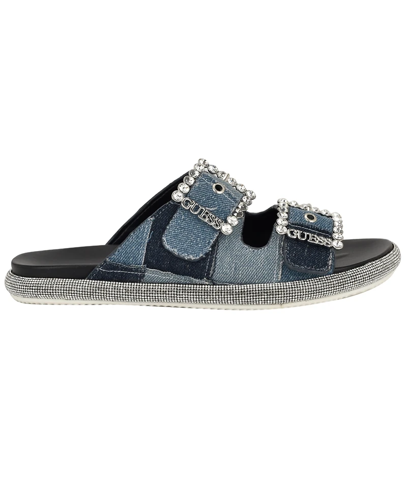 Guess Women's Funzya Embellished Double Band Footbed Sandals