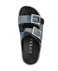 Guess Women's Funzya Embellished Double Band Footbed Sandals