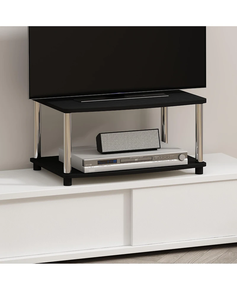 Furinno Turn-n-Tube No Tools 2-Tier Elevated Tv Stands- Espresso & Black - 11 x 23.8 15.8 in.