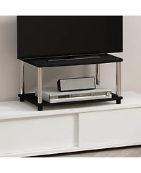 Furinno Turn-n-Tube No Tools 2-Tier Elevated Tv Stands- Espresso & Black - 11 x 23.8 15.8 in.