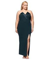 Betsy & Adam Plus Strapless Gown