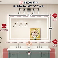 keonjinn 60x36 Led Bathroom Mirror with Frontlit and Backlit