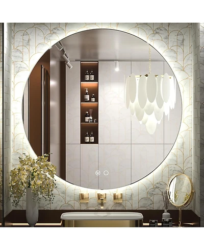keonjinn Led Backlit Frameless Bathroom Mirror with 3 Color Brightness Dimmable,Anti-fog