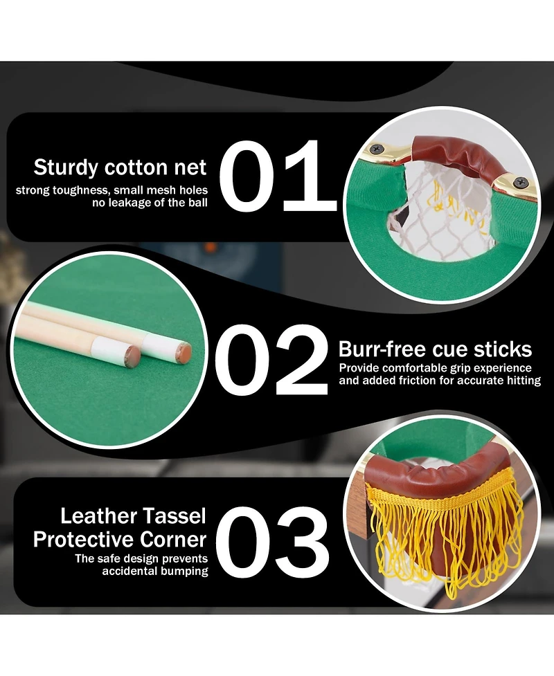 Sugift Foldable Portable Pool Table, Indoor Billiard Game Table w/2 Cues, Balls, Triangle & Chalk for Kids & Adults