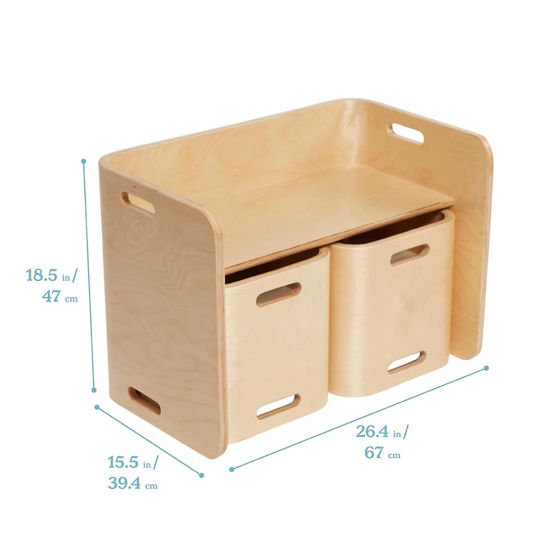 ECR4Kids Premium Bentwood Multipurpose Table and Chair Set, Natural, 3-Piece