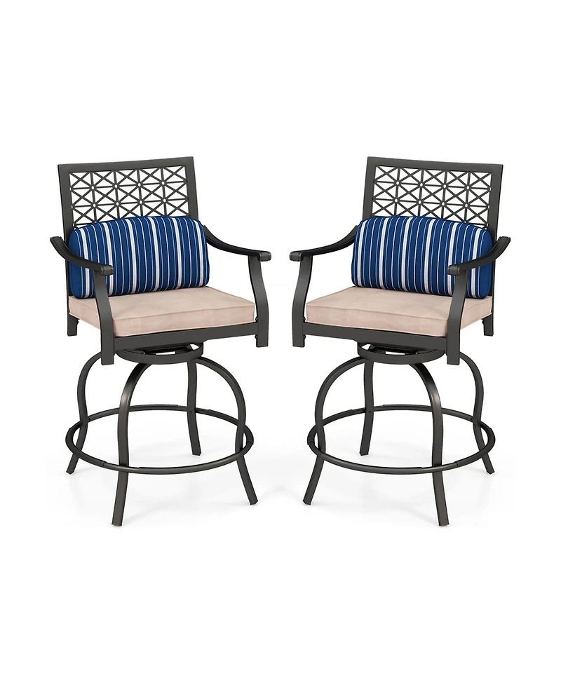 Gouun Set of 2 Outdoor Bar Height Chair with Soft Cushions