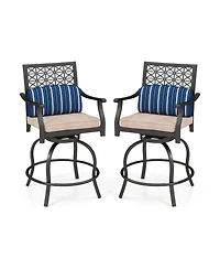 Gouun Set of 2 Outdoor Bar Height Chair with Soft Cushions