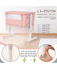 Gouun Portable Baby Bedside Bassinet with 5-level Adjustable Heights and Travel Bag