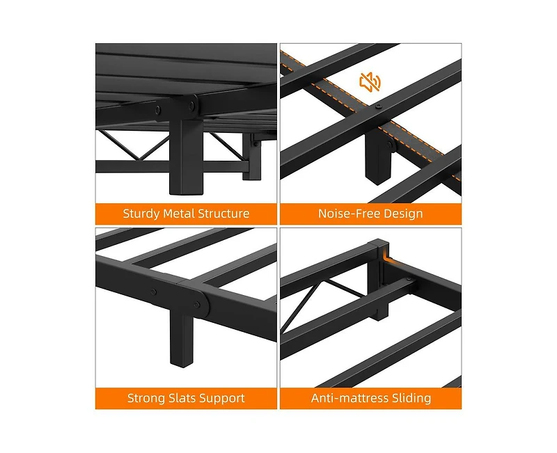 gaomon 6 Inches King Size Metal Platform Bed Frame,Low Bed Frame with Steel Slat Support, Mattress Foundation, No Box Spring Needed, Easy Assembly
