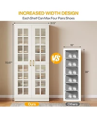 Tribesigns 71-Inch Tall Shoe Cabinet with Doors, 8-Tier Shoe Storage Cabinet with Adjustable Shelves, Modern Shoe Organizer Shoe Rack Cabinet for Entr