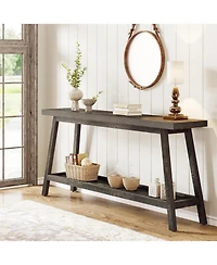 Tribesigns Farmhouse Console Entryway Table: 70.9 Inches Extra Long Console Table for Entryway, 2-Tier Narrow Wood Foyer Sofa Couch Table