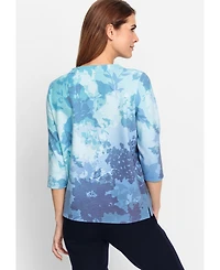 Olsen Women's Abstract Floral Print Shirt