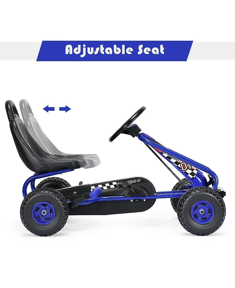 Skonyon 4 Wheel Pedal Powered Ride On Car with Adjustable Seat