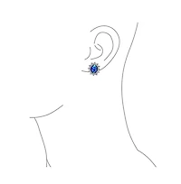 Bling Jewelry Style Fashion Oval Crown Halo Statement Bracelet Matching Clip On Earrings Set Silver Plated