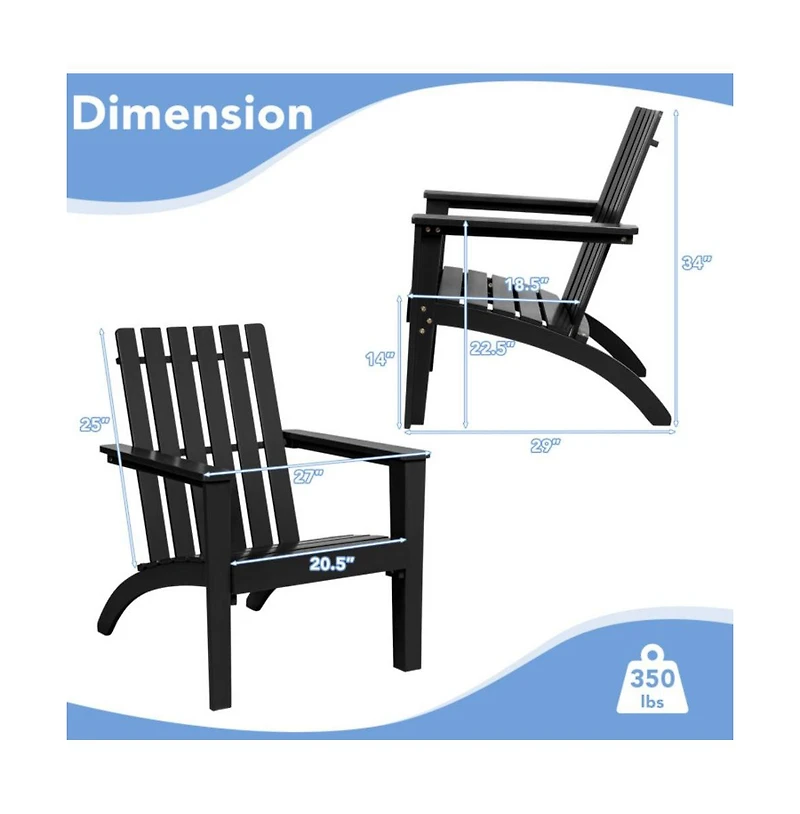 Outdoor Patio Acacia Wood Adirondack Lounge Armchair
