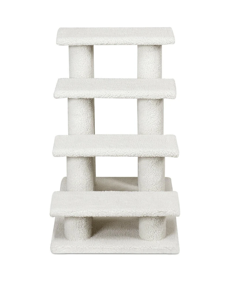Sugift 4-Step Pet Stairs Carpeted Ladder Ramp Scratching Post Cat Tree Climber