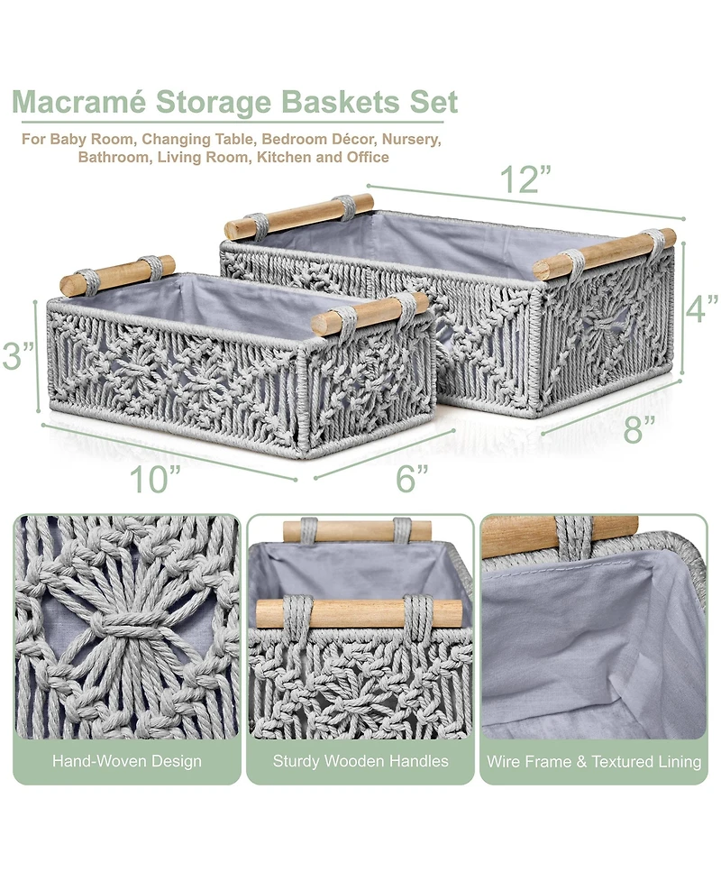 Sorbus 2-Pack Handmade Storage Paper Rope Baskets Set: Bohemian Design for Household Essentials - Durable, Compact, Perfect All Decor