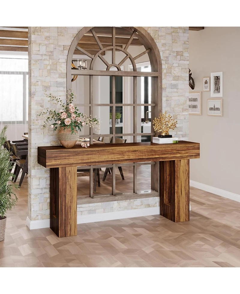 Tribesigns Long Console Table, 63 inches Wooden Rectangular Sofa Table for Behind the Couch, Farmhouse Entryway Table for Hallway, Living Room, and En