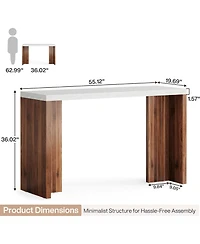 Tribesigns Home Bar Unit, 55.12-Inch Bar Table with a Faux Marble Finished Tabletop, Modern Freestanding Mini Bar for Home Kitchen, Living Room, Balco
