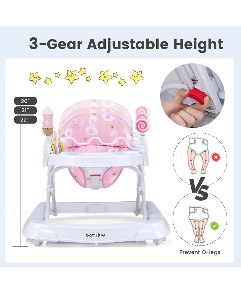 Gouun Foldable Baby Activity Walker with Adjustable Height and Detachable Seat Cushion