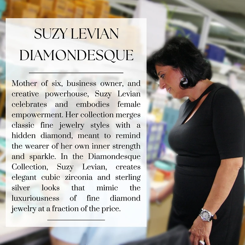 Suzy Levian New York Sterling Silver Cubic Zirconia Pave Drop Pendant