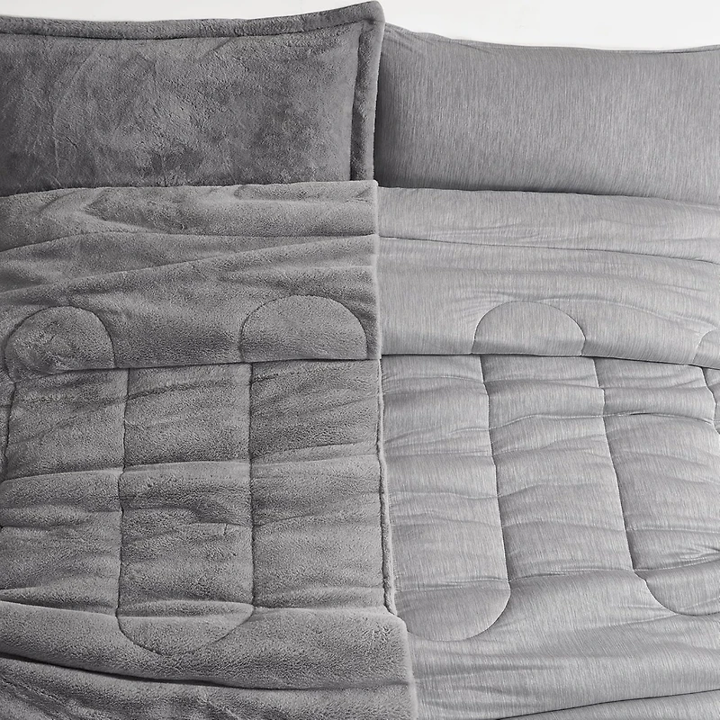 Coma Inducer Opposites Attract Oversized Comforter Set - Plush Chartreux Gray